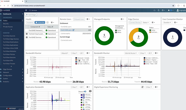 video exploring fortinet unified sase gui